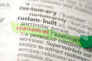 Customer definition highlighted in green