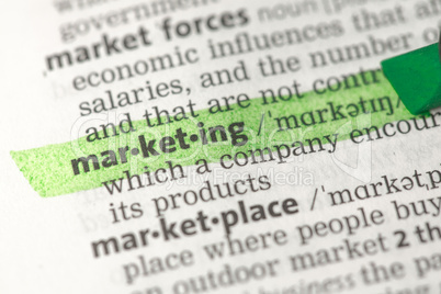 Marketing definition highlighted in green