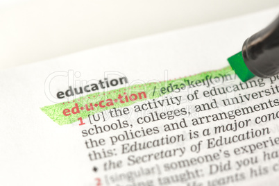 Education definition highlighted in green