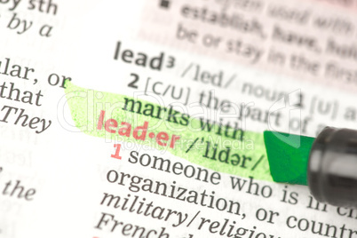 Leader definition highlighted in green