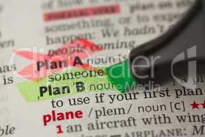 Plan B definition highlighted in green with Plan A marked