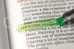 Creative definition highlighted in green