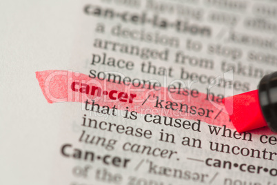 Cancer definition highlighted in red