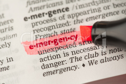 Emergency definition highlighted in red