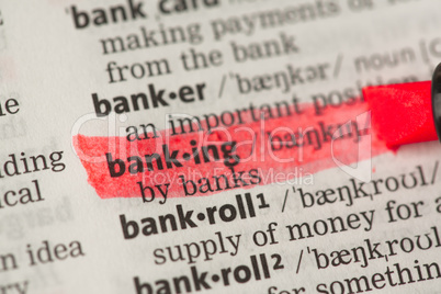 Banking definition highlighted in red
