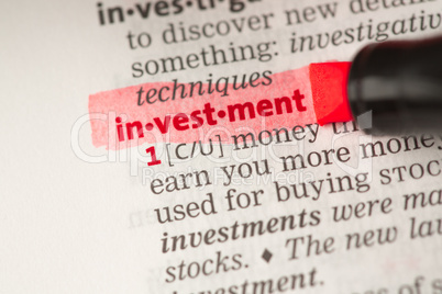 Investment definition highlighted in red
