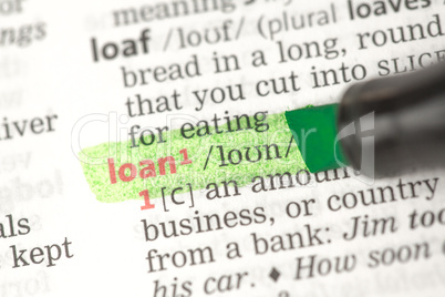 Loan definition highlighted in green