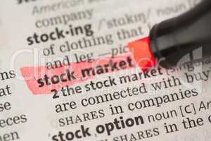 Stock market definition highlighted in red