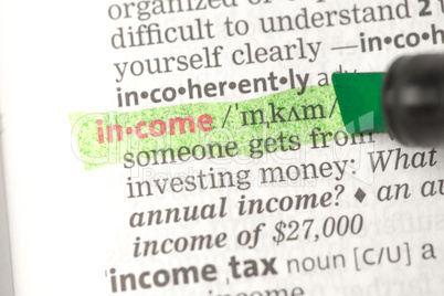 Income definition highlighted