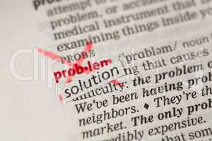 Problem definition word crossed out and replaced with solution