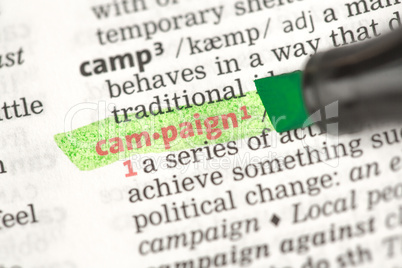 Campaign definition highlighted in green