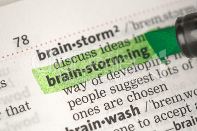 Brainstorming definition highlighted in green