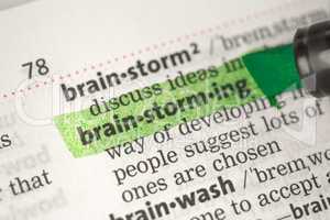 Brainstorming definition highlighted in green