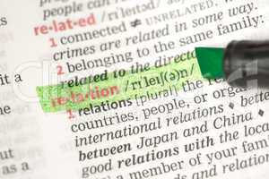 Relation definition highlighted in green