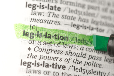 Legislation definition highlighted in green