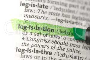 Legislation definition highlighted in green