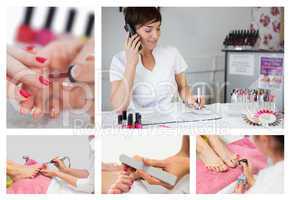 Collage of nail salon situations