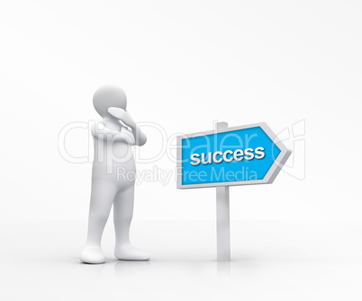 White figure choosing the road to success