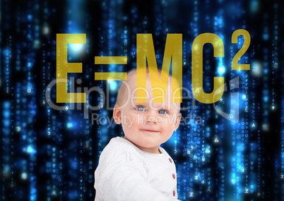 Portrait of baby with physic formula