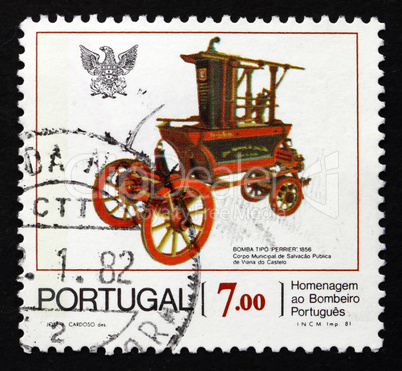 postage stamp portugal 1981 pearier pump fire engine