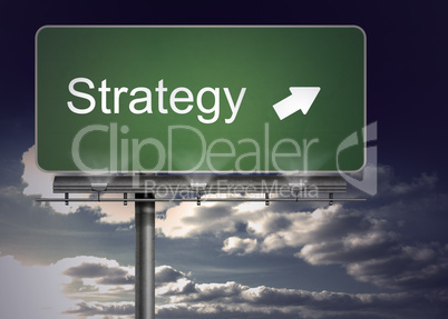 Green billboard showing the direction of the strategy