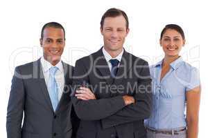 Group of smiling business people standing together