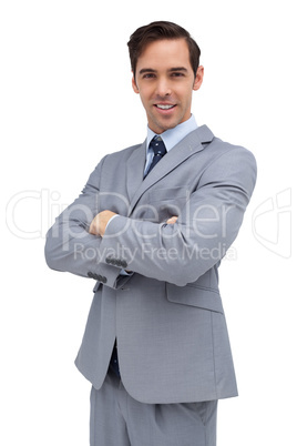 Smiling businessman looking at camera