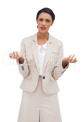 Portrait of a businesswoman confused