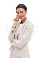 Pensive business woman standing