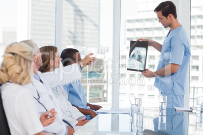 Doctor presenting a radiography