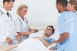 Medical team laughing