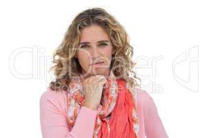 Woman posing with her hand on her chin