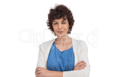 Content woman with arms crossed