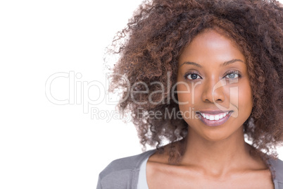 Smiling brunette woman standing
