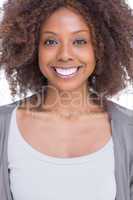 Portrait of smiling brunette woman standing