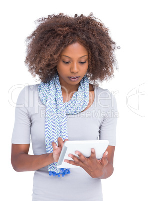 Attractive woman using tablet