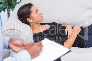 Woman talking during therapy session
