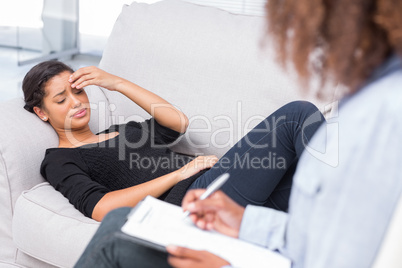 Woman crying at therapy