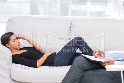 Woman getting distressed in therapy
