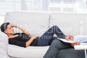 Woman getting distressed in therapy