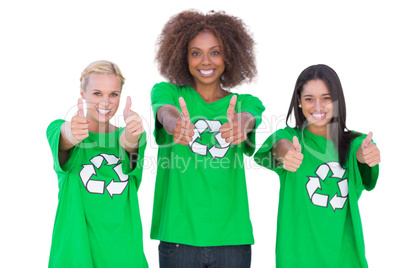 Happy group of enviromental activists giving thumbs up