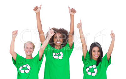 Excited group of enviromental activists giving thumbs up