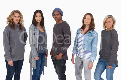 Fashionable young people in a line