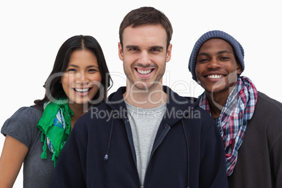 Stylish young people smiling at camera