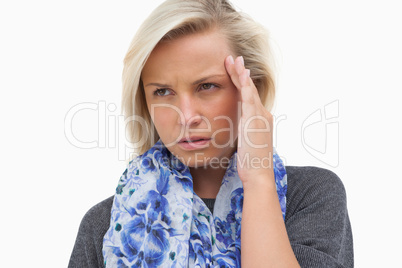 Worried blonde wearing scarf