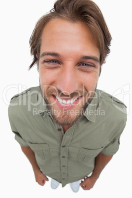 Overhead angle of happy man