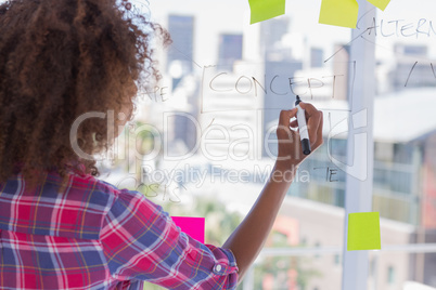 Woman drawing on flowchart