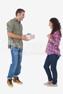 Man giving his friend a present