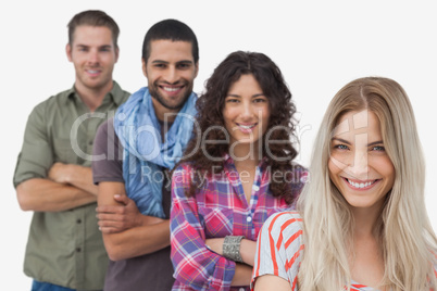 Fashionable friends looking at camera