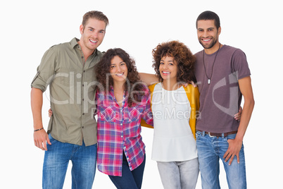 Fashionable young friends smiling